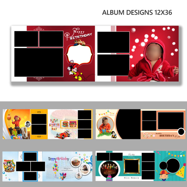 Birthday Album Template Elegant Adult Celebration 12×36 PSD