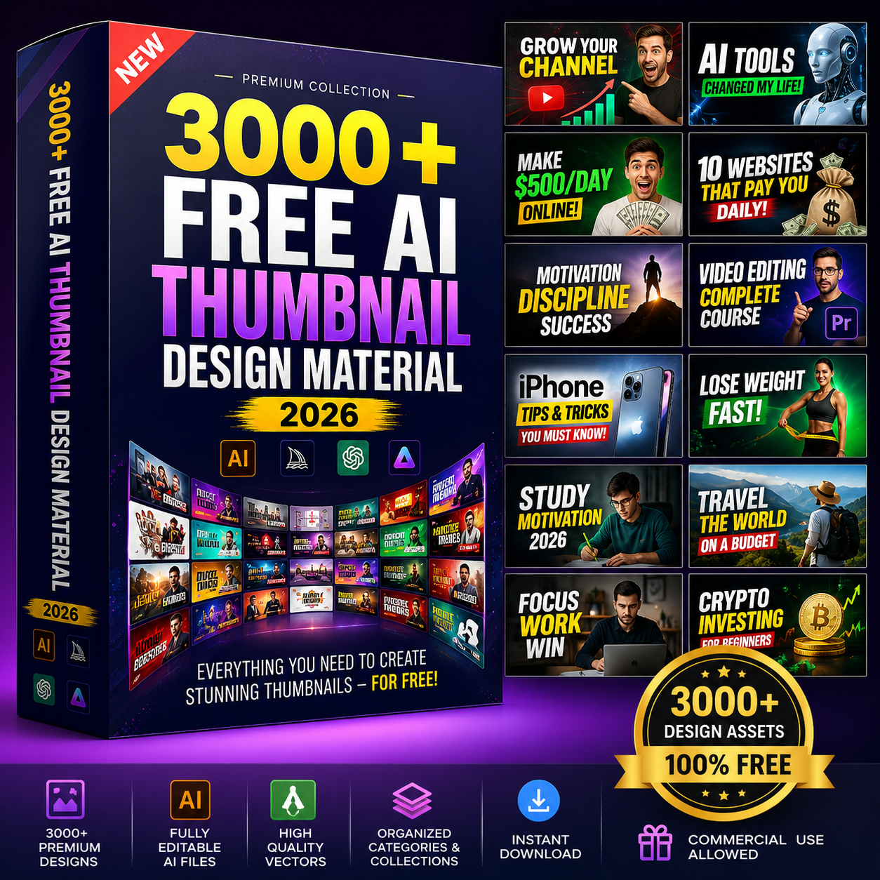AI Thumbnail Design Material 2026